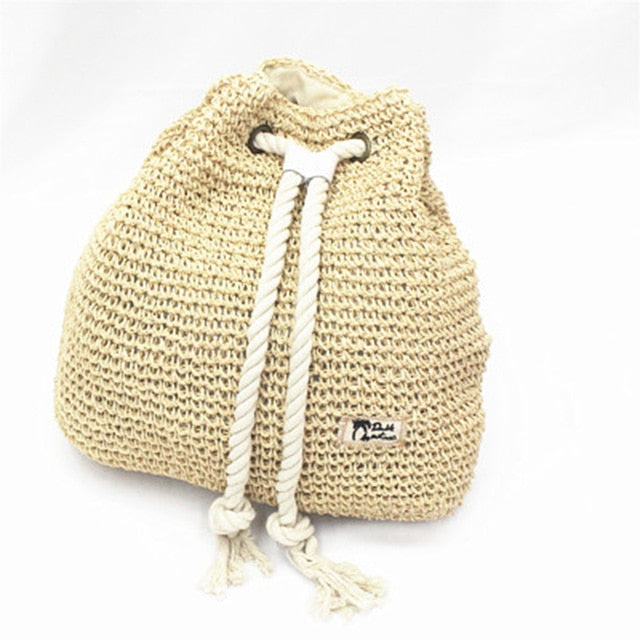 Summer Straw Bag Women Backpack Fashion Rucksack Weaved For Girls