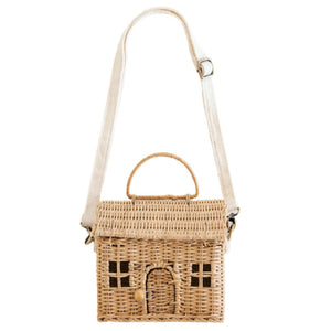 House Shape Rattan Women Handbags Wicker Woven Shoulder Crossbody Bags