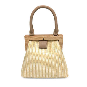 Straw Bag New Fashion Wooden Clip Women Shoulder Bag