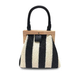 Straw Bag New Fashion Wooden Clip Women Shoulder Bag